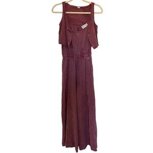 Anthropologie Saturday Sunday Jumpsuit Size XS Burgundy Clay Boho